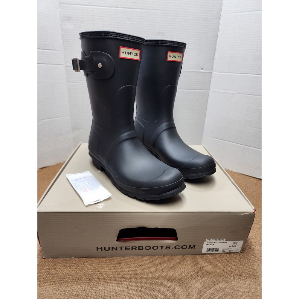 Hunter Women's Original Short Rain Boots Size 10 Matte Black Waterproof Mid Top